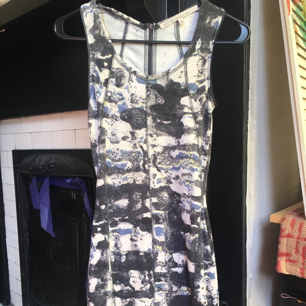 Ink blot bodycon dress with zipper details